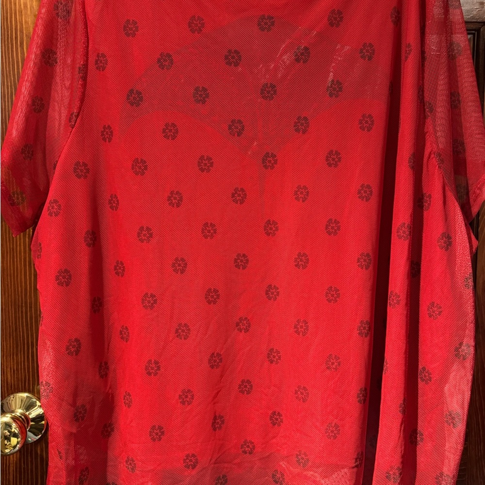 Her Universe Red Floral Mesh Blouse